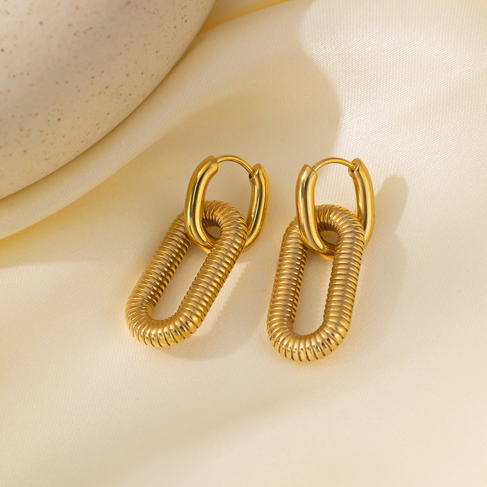 Chunky Chain Link Hoop Earrings for Women Gold or Silver Stainless Steel Ginger Lyne Collection