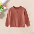thumbnail image 4 of Sewkxo Baby Girls Boys Cotton Cardigan Long Sleeve Kid Button Sweater Girl Crew Neck Cardigans Uniform Sweater,Saffron 130, 4 of 4