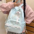 thumbnail image 4 of Large Capacity Backpack with Bow Pendant, Multi-Pockets Lace Zipper Closure School Bag for Outdoor Travel Trip (Blue), 4 of 9