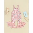 thumbnail image 2 of Suealasg Toddler Girl Jumpsuit Sleeveless Shamrock Print Spaghetti Straps Flare Pants 6M 12M 24M 3T 4T Kids Girls Easter Clothes, 2 of 8