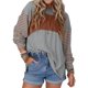 thumbnail image 1 of Blusas de Larga para Mujer, de Gran Tamaño, Modernas, con Cuello Redondo, Informales, con Bloques de Color. Gris L, 1 of 7