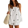 thumbnail image 2 of Womens 2 Piece Outfits Short Sets Strapless Summer Polka Dot Shorts Casual Loose Fit Tank Top Vacation Shorts Matching Sets White L, 2 of 5