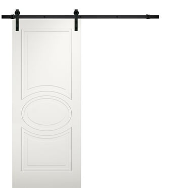Modern Barn Door 28 x 96 inches / Mela 7001 Matte White / 6.6FT Rail Track Heavy Hardware Set / Solid Panel Interior Doors