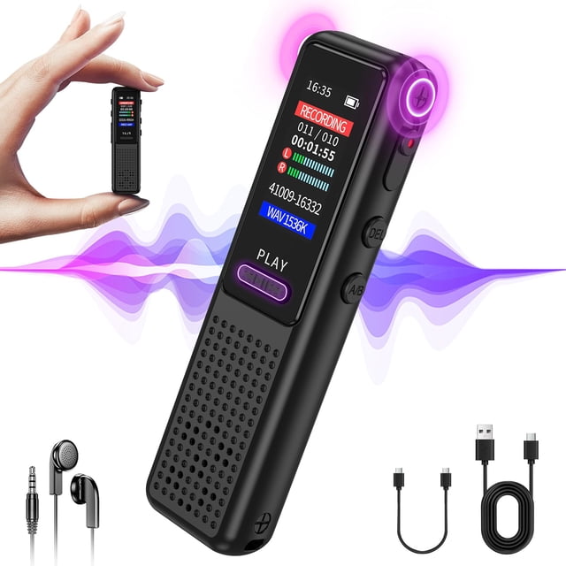 Grabadora de voz ZIPCIDE de 64 GB con tecnología de reducción de ruido AI