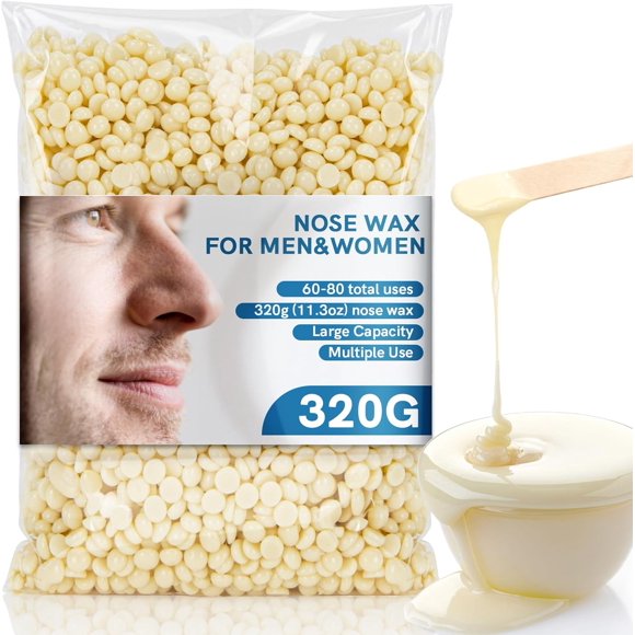 320g Nose Wax - Ear & Nose Hair Wax for Men and Women,60-80 Uses,Quick & Easy Hair Removal in 3 Mins for Salon,Home Spa Days,Before Dating,Interviews or Parties,Lasts up to 4 Weeks(Only wax beads)