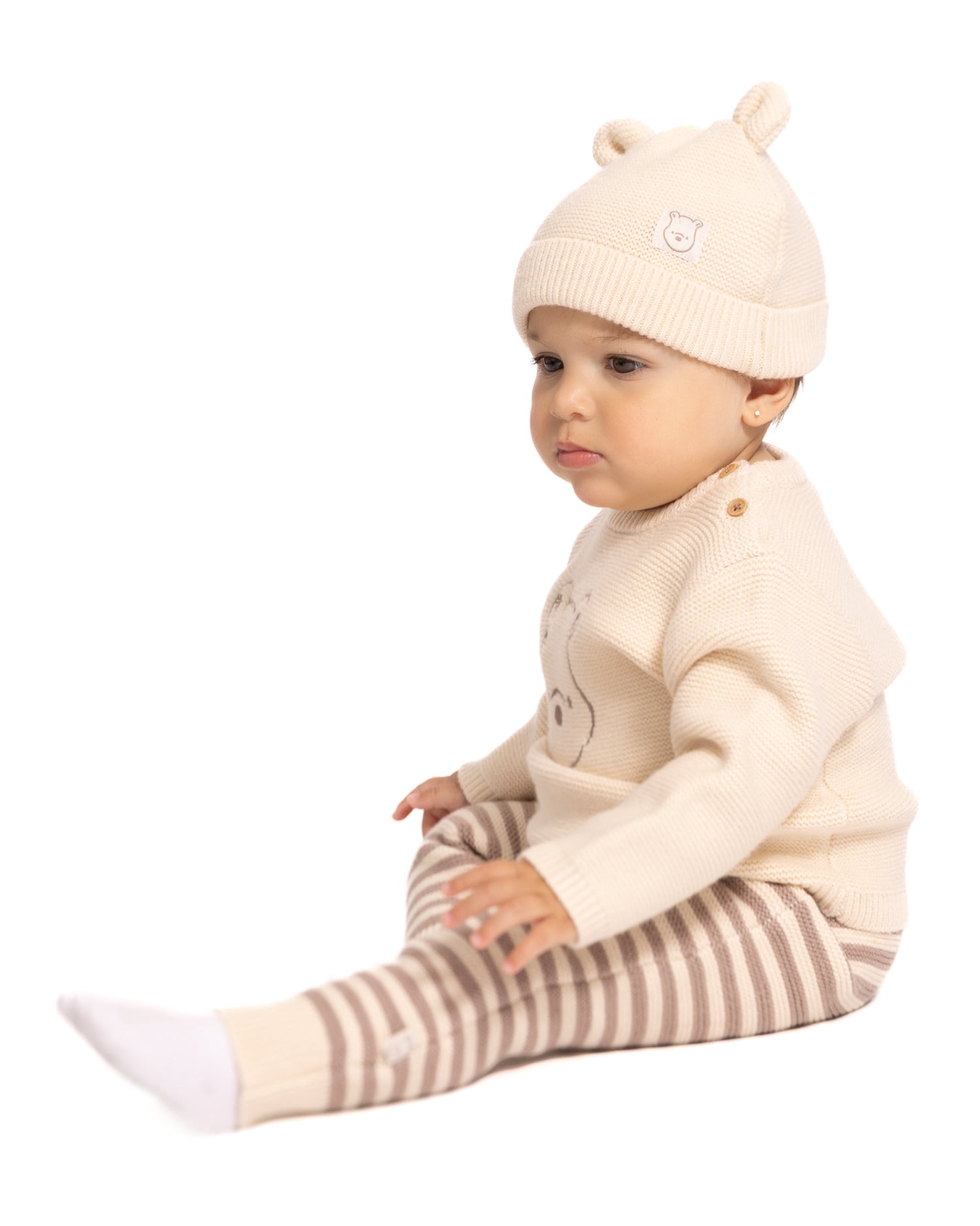 Disney Baby Wishes + Dreams Winnie the Pooh Crewneck Sweater, Pants and Hat Set, 3 Piece, Sizes 0/3M-18M