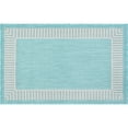 thumbnail image 3 of Bliss Rugs Striped Border Indoor Outdoor Rug Low-Profile Floor Mat for Patio, Entrance, Front Door |Aqua, 2' x 3', 3 of 8