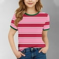 thumbnail image 4 of Boys Girls Cotton T-Shirts Short Sleeve Striped Colorblock Crew Neck Tee Toddlers Kids Casual Summer Tops (3-4 Years, Red), 4 of 4