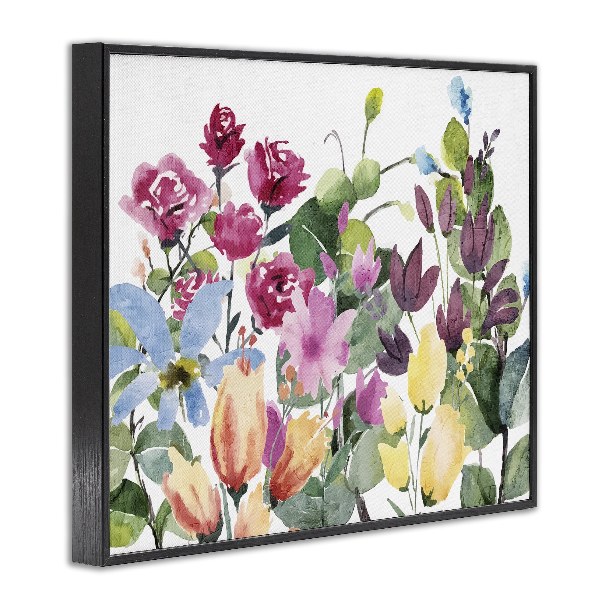 Stupell Industries Floral Blooming Colors Botanical & Floral Painting Black Framed Art Print Wall Art, 14 x 11
