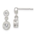 thumbnail image 1 of 925 Sterling Silver Round Cubic Zirconia Cz Set Post Drop Dangle Earrings, 1 of 6