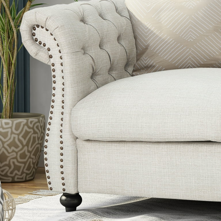 Noble house aaniya traditional velvet chesterfield loveseat sofa deals