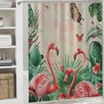 thumbnail image 6 of Orinice Pink Flamingo Shower Curtain Set, Sage Green Leaf with Red Mushroom Shower Curtain for Bathroom Tropical Banana Leaf Butterfly on Beige Shower Curtain with Hooks Bathroom Decor, 69x72, 6 of 7