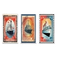 thumbnail image 2 of Designart "Vintage RMS Titanic Postal Stamp II" Boat Framed Wall Art Set Of 3 - Red Modern Frame Gallery Wall Set For Home Decor, 2 of 6