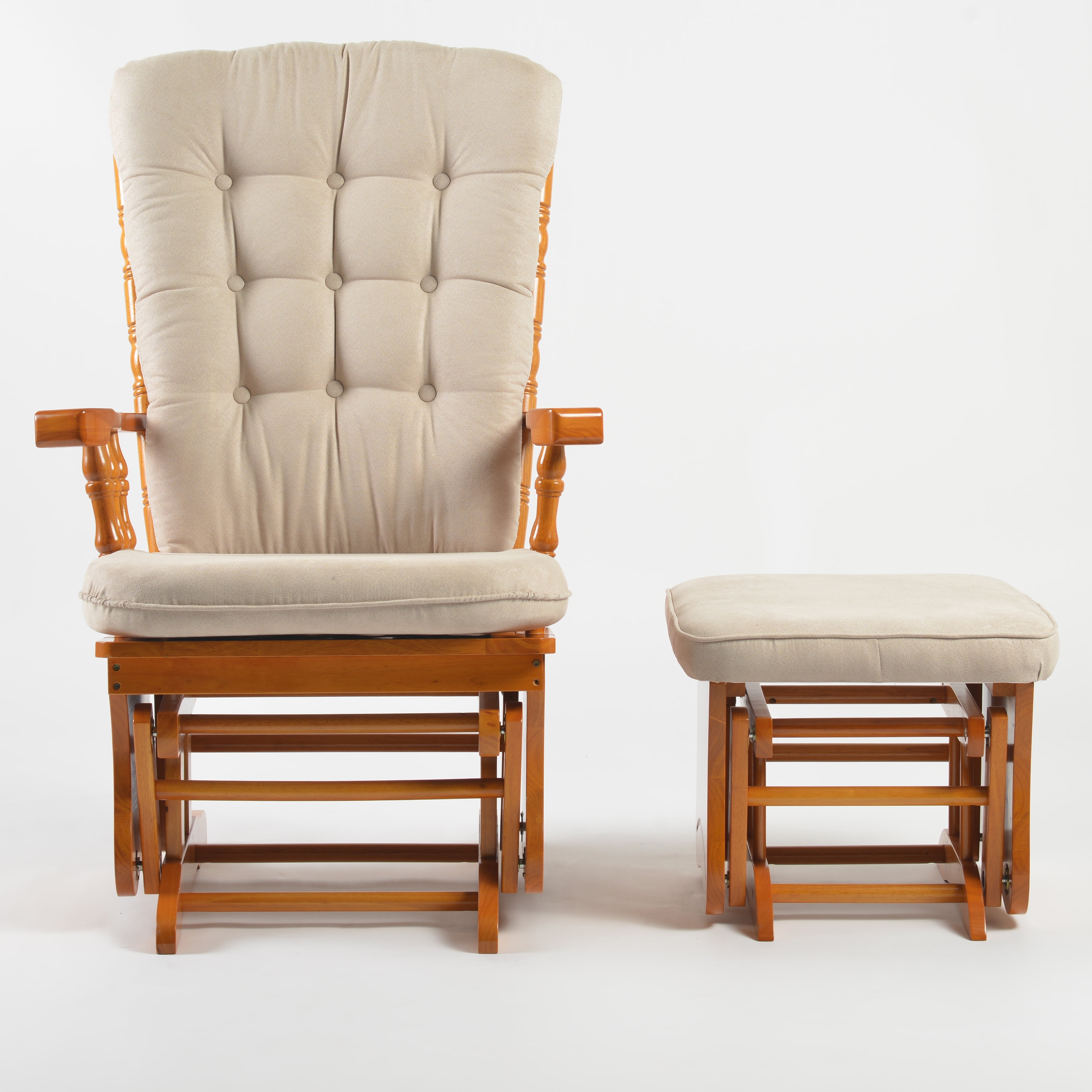 Antipinching glider chair with ottoman