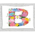 thumbnail image 1 of Letter B Tapestry, Romantic ABC Sign with Fresh Spring Blossoms Colorful Feminine Alphabet Design, Wall Hanging for Bedroom Living Room Dorm Decor, 60W X 40L Inches, Multicolor, by Ambesonne, 1 of 2