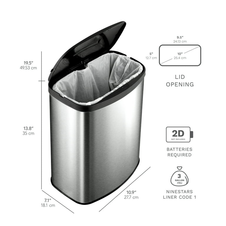 Buy Rectangular 13 Gallon Touchless Motion Sensor Trash