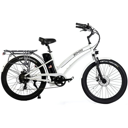 SOHOO 48V500W13Ah 26″ Step-Thru Beach Cruiser Electric Bicycle City E-Bike Mountain Bike(Fit 5Ft 3in to 6Ft 8in) (White) SOHOO 48V500W13Ah 26″ Step-Thru Beach Cruiser Electric Bicycle City E-Bike Mountain Bike(Fit 5Ft 3in to 6Ft 8in) (White)