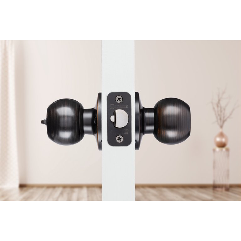 BRINKS Transitional Keyed Entry Ball Door Knob – Matte Black, Reversible, Pick & Bump Resistant, Fits Standard Doors 1-3/8" To 1-3/4" – Includes 2 Keys