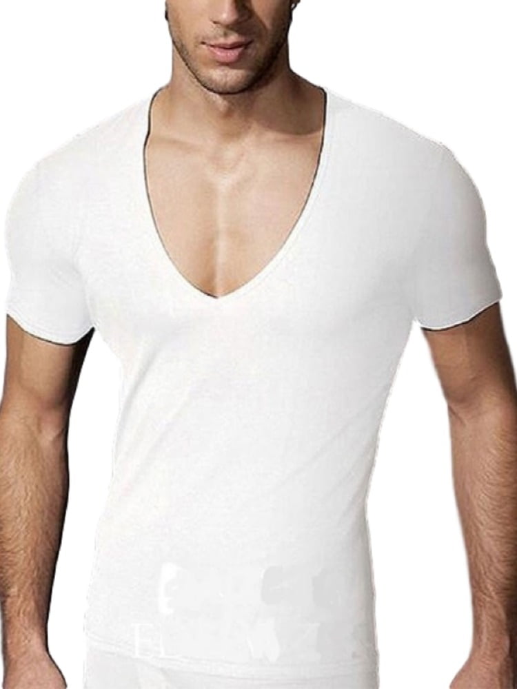 New Men's V-neck T-shirt Short Sleeve Cotton under shirt casual summer White New Men's V-neck T-shirt Short Sleeve Cotton under shirt casual summer White