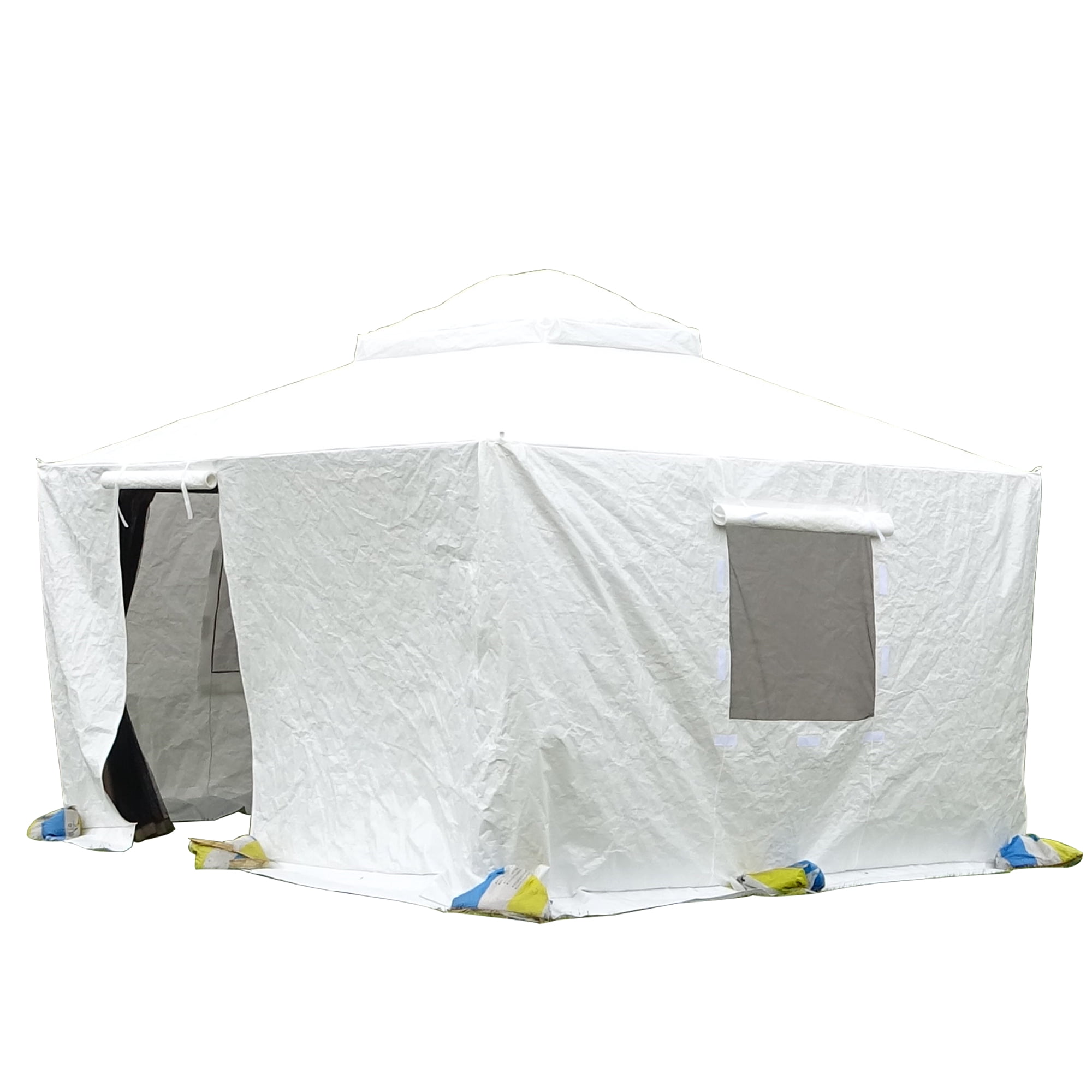 Gazebo Accessories 8' x 8' Double Roof Universal Winter Gazebo Cover for Hardtop Gazebos,Enclosed Cover with Sidewalls and Mesh Windows Waterproof (White)