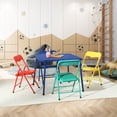 thumbnail image 2 of Homy Casa 5-Piece Kids Table and Chair Set, 24'' x 24'' Activity Table with 4 Folding Chairs, Metal Frame for Playroom, Study Room, Multicolor, 2 of 10