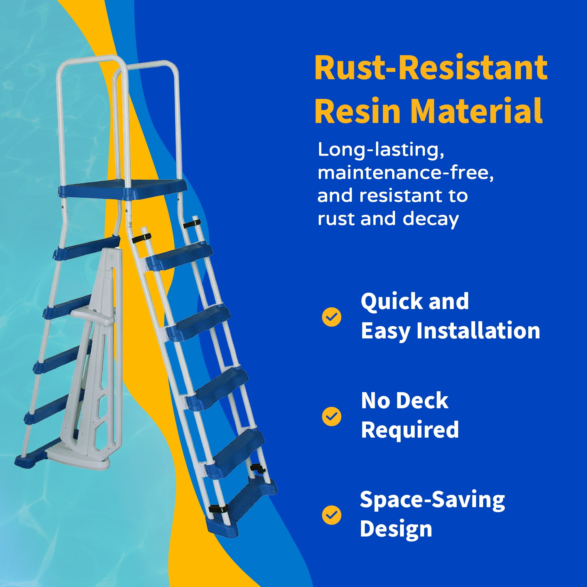 Blue Wave 52-in a-Frame Ladder w/ Safety Barrier and Removable Steps for Above Ground Pools