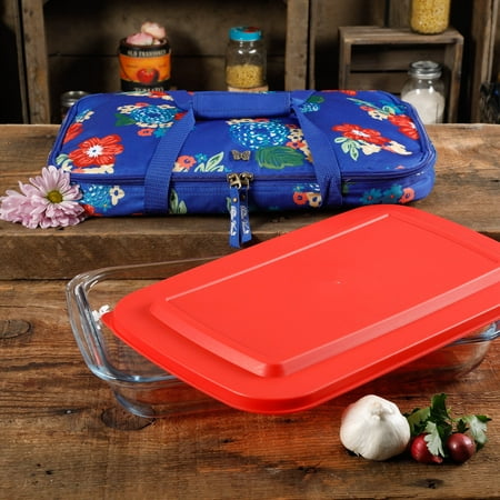 The Pioneer Woman Dazzling Dahlias 3 Quart Baker with Tote