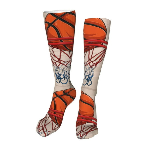 KLL Basketball Shot Print Cool Socks Men's Women's Crew Socks Funny Crazy Novelty Stockings
