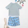 thumbnail image 3 of Boys Swimsuit 2 Piece Swim Set, Short Sleeve Rashguard Shirt and Bathing Shorts Swimwear, 3 of 7