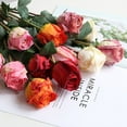 thumbnail image 2 of Artificial Roses Real Touch Single Stem Fake Roses Silk Realistic Bouquet Flowers Arrangements Home Office Garden Grave Party Wedding Decoration, 2 of 8