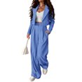 thumbnail image 1 of Pantalones Traje de dos piezas para mujer, Blazer de Color sólido, conjuntos de 2 piezas, trajes de trabajo femeninos Ygjytge Azul T L para Mujer, 1 of 6