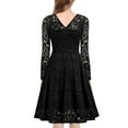 thumbnail image 2 of ROMANCE VICTORY Women's V Neck Long Sleeve Vintage Floral Lace Party Cocktail Pencil Dress, 2 of 10