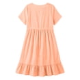 thumbnail image 6 of Qulqfy Womens Summer Dresses Cotton Linen Midi Dress Short Sleeve Plus Size Orange Scoop Neck Casual Ruffle Button Vacation Sundress 2XL, 6 of 6