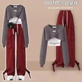 thumbnail image 5 of Spring/Summer Set Women's Korean Loose Design Casual Top+suspender+work Wide Leg Pants Three Piece Set Trendy, 5 of 5