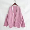 thumbnail image 6 of YDFCWXW Women Fall Open Front Color Block Cardigan Sweater Casual Striped Knit Oversized Cardigan Pink, XL, 6 of 7