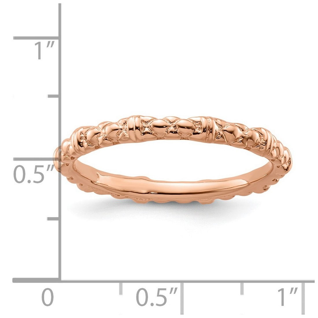 925 Sterling Silver Polished Patterned Stackable Pink Plated Cable Ring Size 7 Stackable Ring for Women