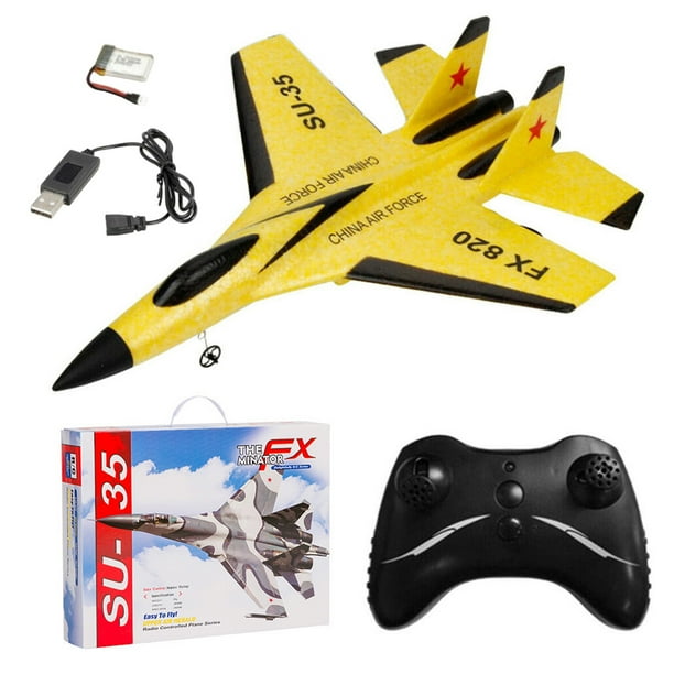Airplane Toy 2.4G Remote Control Flying Aircraft Children EPP Rechargeable Airplane, Yellow