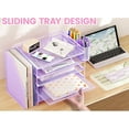 thumbnail image 5 of ThrottleT-Desk Organizers and Accessories with File Holder, 5-Tier Office Desk Accessories & Workspace Desktop Organizer with Drawer and 2 Pen Holder, File Paper Organizer for Office Supplies(Purple), 5 of 15