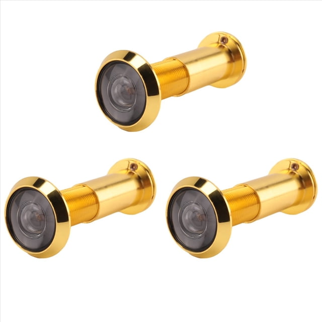 3X 200 Degree Retractable 36-58mm Security Door Viewer Peephole Peep Hole Spyhole + Cover, Gold,3 x Door Peephole,Gold