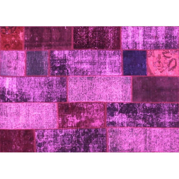 Ahgly Company Indoor Rectangle Patchwork Pink Transitional Area Rugs, 8' x 10'