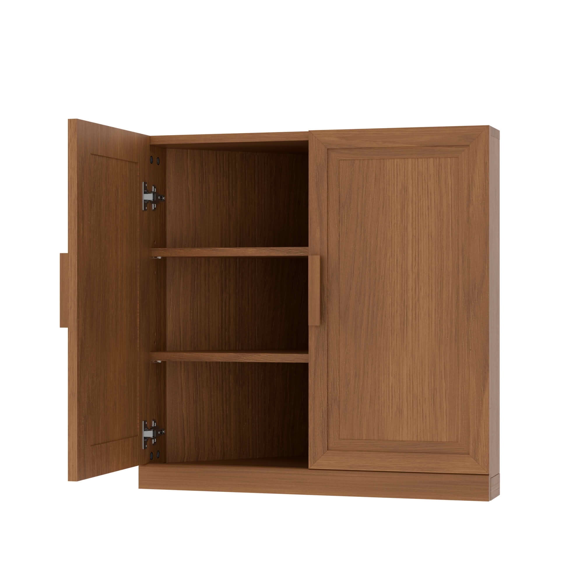MAYEERTY 31x31x16 Inch Light Walnut 2-Door Corner Storage Cabinet with Solid Wood Door