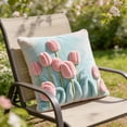 thumbnail image 6 of Tulip Print Faux Fur Throw Pillow Covers - 45cm Double-Sided Short Plush Cushion Cases, Spring Floral Decor for Sofa, Couch & Bedroom, No Insert, 6 of 8
