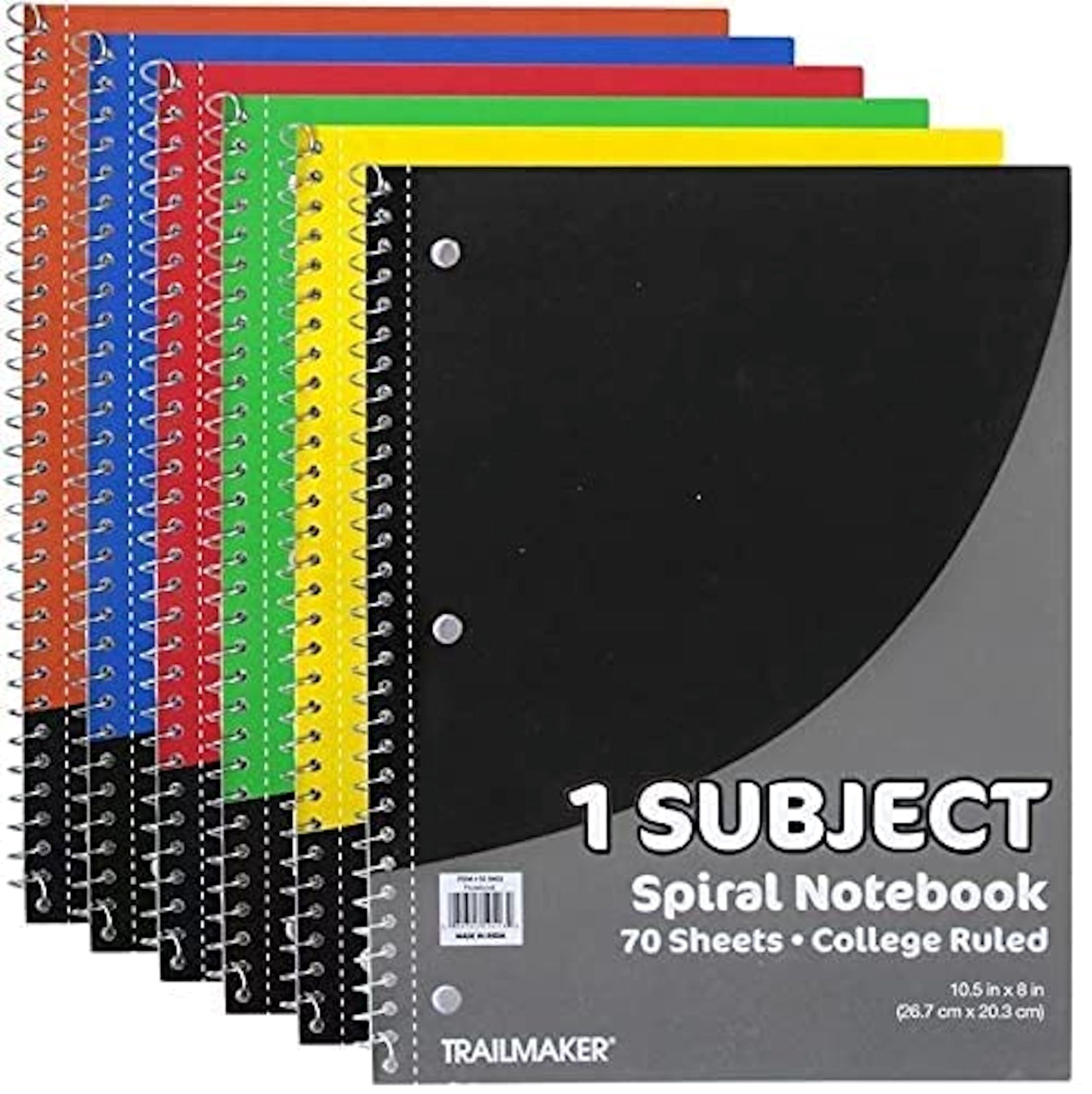 Trailmaker Bulk Notebooks (50 Pack), One Subject Notebooks College Ruled, 140 Pages (70 Sheets),Spiral Bulk Notebooks for Kids, School Supplies, Journaling, Note Taking, Students, and Work