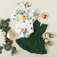 thumbnail image 3 of Mikrdoo Baby Girls Outfits Floral Romper Summer Straps Suspender Skirts Headband 3Pcs Clothes Set Green 12-18 Months, 3 of 9
