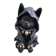 thumbnail image 3 of Estatua de gato Figura de gato parca con capa felina con collar de calavera (S) JShteea  Libre de BPA, 3 of 9
