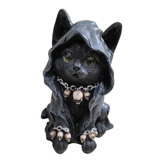 Wdftyju Gato estatua arte colección artesanía felino envuelto Grim Reaper gato estatuilla negro Wdftyju 5td6up9xv4xd9tv8D01