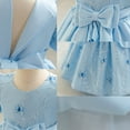 thumbnail image 6 of SERTG Little Girls' Party Dress Sheer Paneled Skirt with Back Zipper Short Sleeve Round Neck Princesse Outfit for 6 Months-4 Years(Blue,18 Months), 6 of 6
