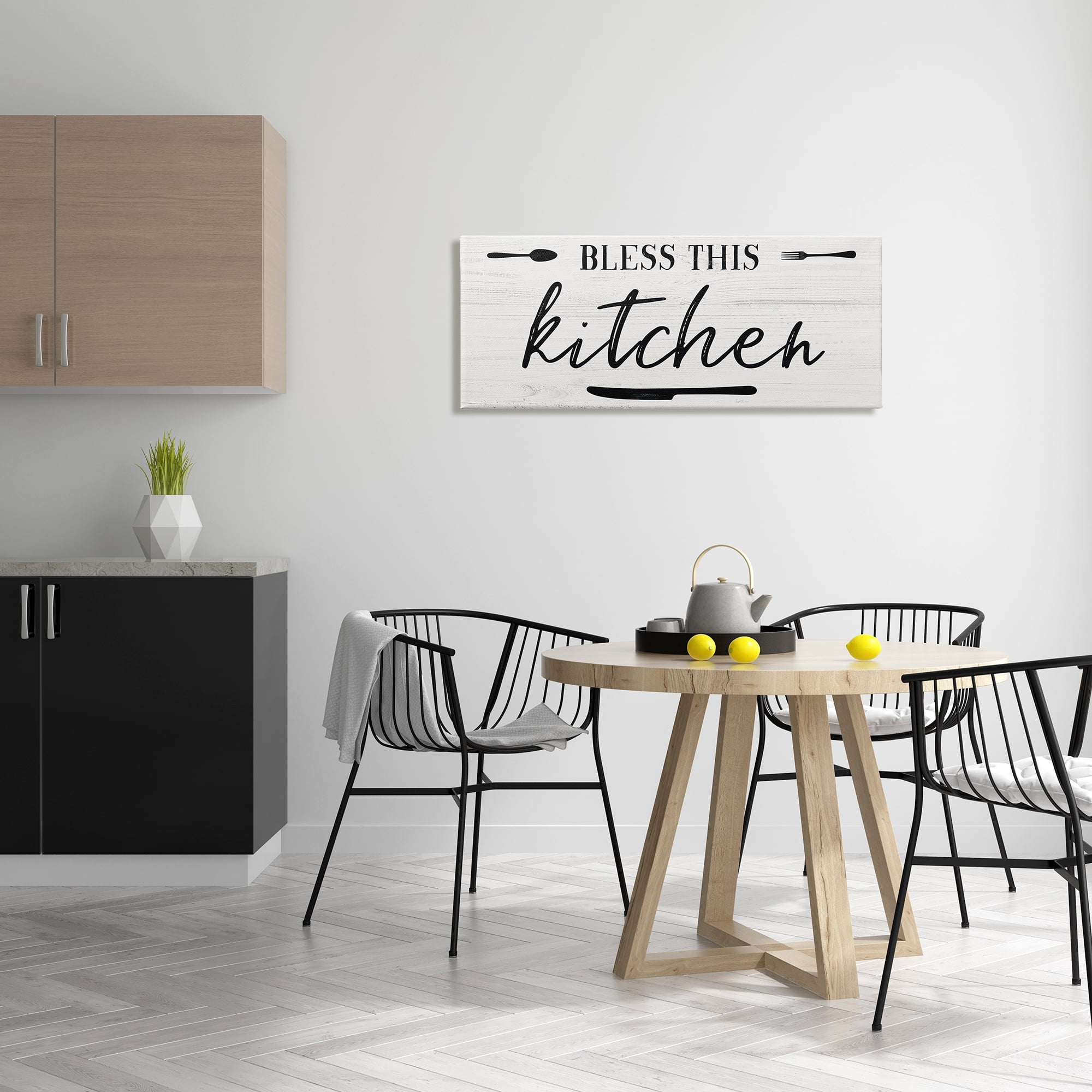 Stupell Indtries Bless This Kitchen Phrase Minimal Typography Fork Knife,40 x 17,Design by Natalie Carpentieri