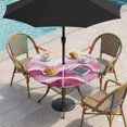 thumbnail image 2 of Pink Waves Coastal Round Outdoor Tablecloth with Umbrella Hole Zipper, Pink Ombre Summer Beach Oceans Elastic Fitted Table Cover, Waterproof Table Cloth for Patio Picnic Party Fits 36"-44", 2 of 9