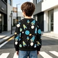 thumbnail image 6 of Spazoro Toddler Boys 100% Cotton Sweatshirts, Cute Cartoon Print Long Sleeve Shirt Fall Crew Neck Causual Pullover Tops for Sports Black Size 4-5 T, 6 of 9
